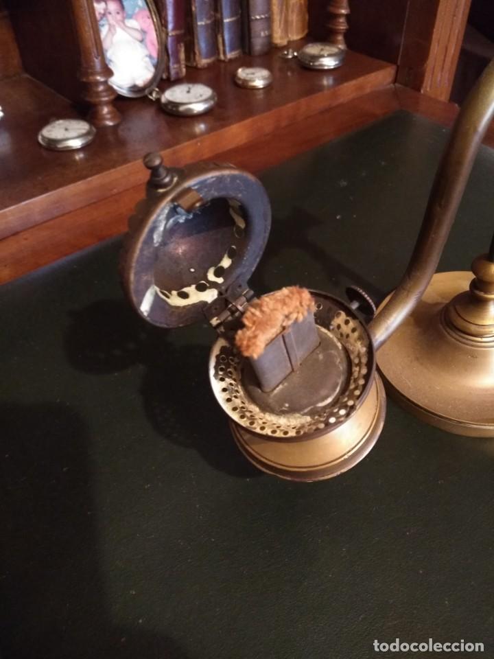 Coleccionismo: Lampara quinqu&eacute; de aceite en bronce - Foto 10