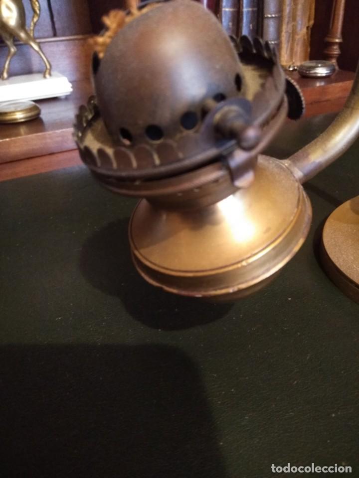 Coleccionismo: Lampara quinqu&eacute; de aceite en bronce - Foto 11