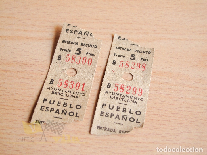 Coleccionismo: Entrada Pueblo Espa&ntilde;ol - A&ntilde;os 60