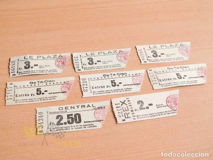 Coleccionismo: Entradas de espectaculos  Ba-Ta-Clan, Le Plaza, Central y Rex - A&ntilde;os 60