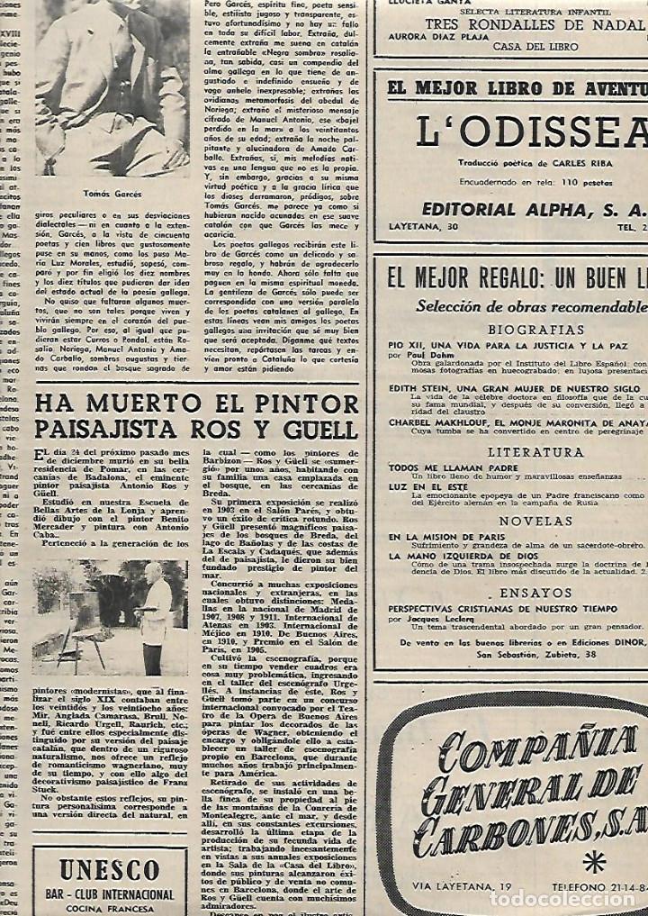 Coleccionismo: A&Ntilde;O 1955 RECORTE PRENSA PINTURA MUERTE PINTOR PAISAJISTA ROS GUELL