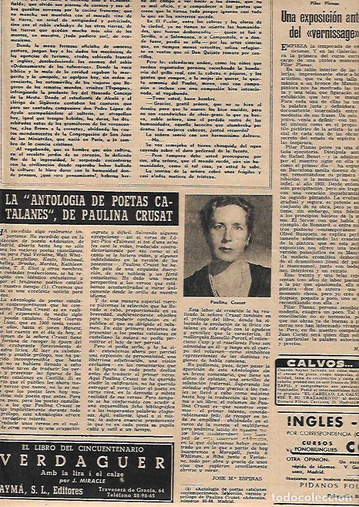 Collezionismo: A&Ntilde;O 1952 RECORTE PRENSA POESIA CATALANA PAULINA CRUSAT ESCRITORA