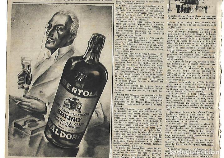 Collezionismo: A&Ntilde;O 1952 RECORTE PRENSA PUBLICIDAD BEBIDAS SHERRY BERTOLA