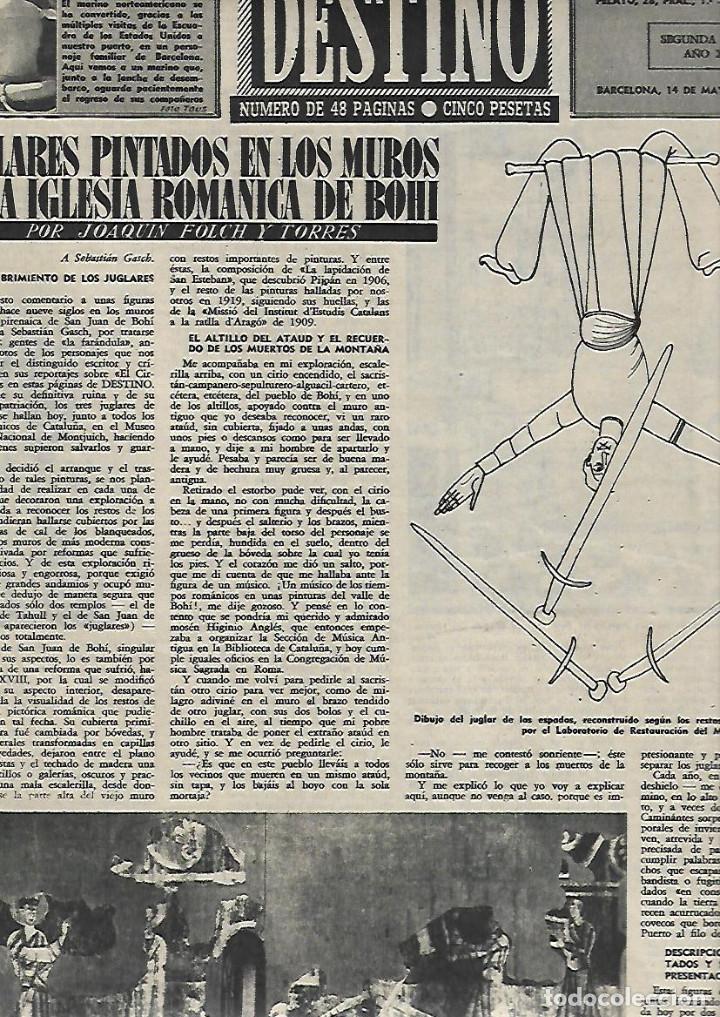 Colecionismo: A&Ntilde;O 1955 RECORTE PRENSA PINTURA MURAL IGLESIA ROMANICA BOHI JUGLARES JOTGLARS