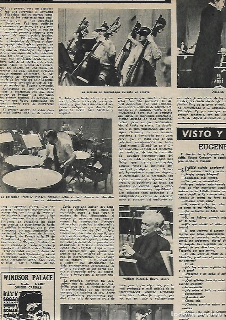 Coleccionismo: A&Ntilde;O 1955 RECORTE PRENSA MUSICA LA ORQUESTA SINFONICA DE FILADELFIA EN BARCELONA ORMANDY