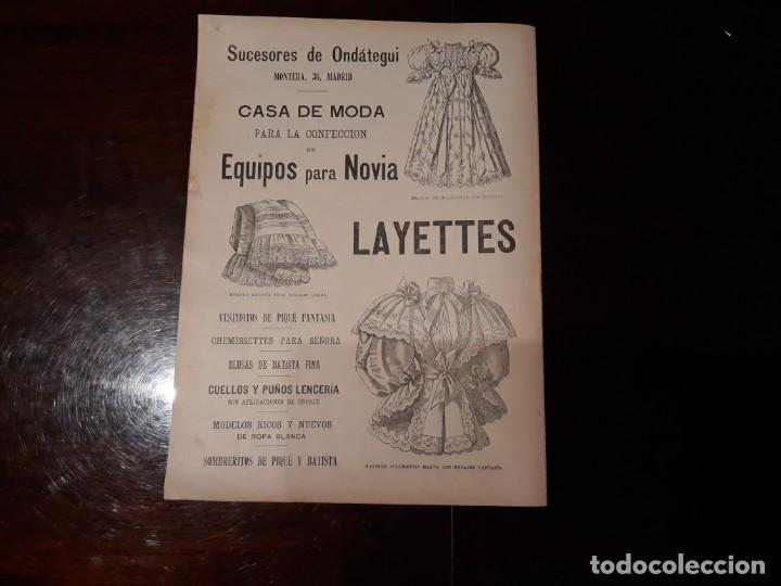 Coleccionismo: PUBLICIDAD EQUIPOS PARA NOVIA LAYETTES  , MONTERA 36 MADRID , A&Ntilde;O 1896  -  28 X 21 CM