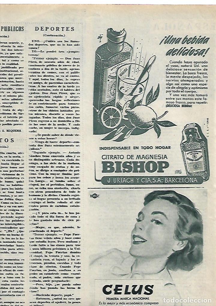 Collezionismo: A&Ntilde;O 1953 RECORTE PRENSA PUBLICIDAD CITRATO DE MAGNESIA BISHOP URIACH CELUS COMPRESA HIGIENICA