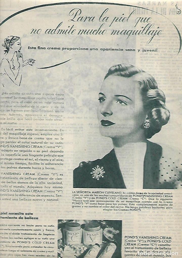 Coleccionismo: A&Ntilde;O 1953 RECORTE PRENSA PUBLICIDAD CREMA DE BELLEZA POND'S PONDS MARION CLEVELAND