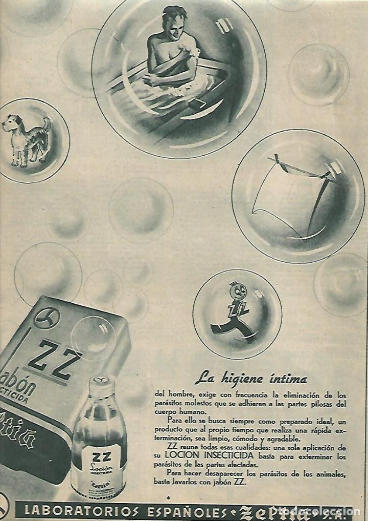 Collezionismo: A&Ntilde;O 1946 RECORTE PRENSA HIGIENE INTIMA JABON LOCION INSECTICIDA ZZ LABORATORIOS ZELTIA