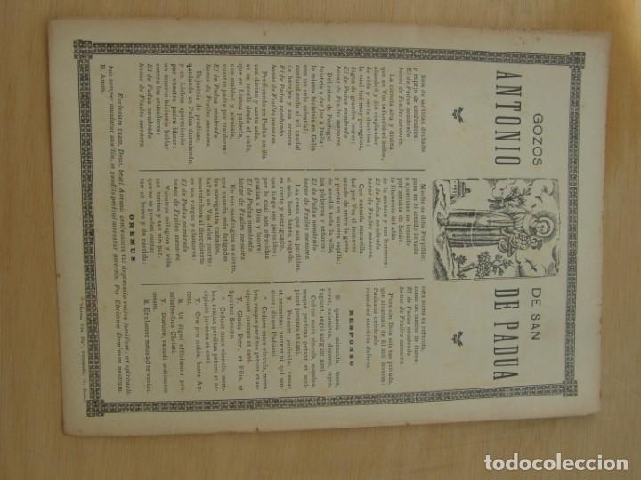 Coleccionismo: Goig - gozos a San Antonio de Padua, principios siglo XX o anteriores.