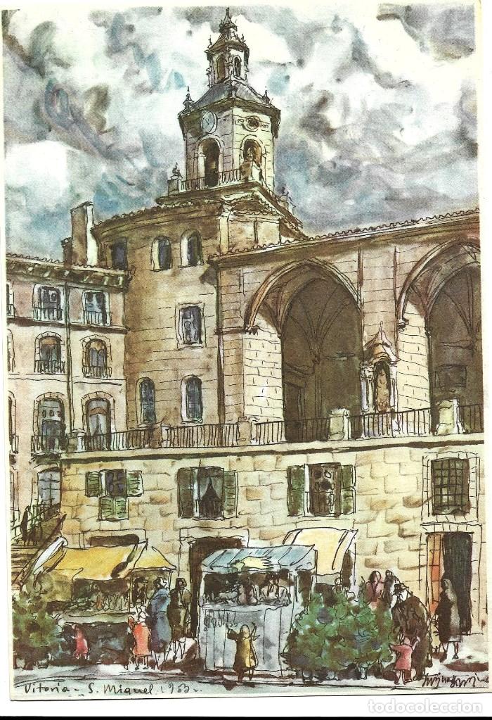 Coleccionismo: C150- L&Aacute;MINA LITOGRAF&Iacute;A RINCONES DE ESPA&Ntilde;A, VITORIA - SAN MIGUEL DE 1954. PUBLICIDAD ROCHE
