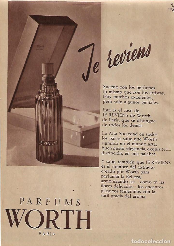 Collectionnisme: A&Ntilde;O 1955 RECORTE PRENSA PUBLICIDAD PERFUME PARFUMS WORTH
