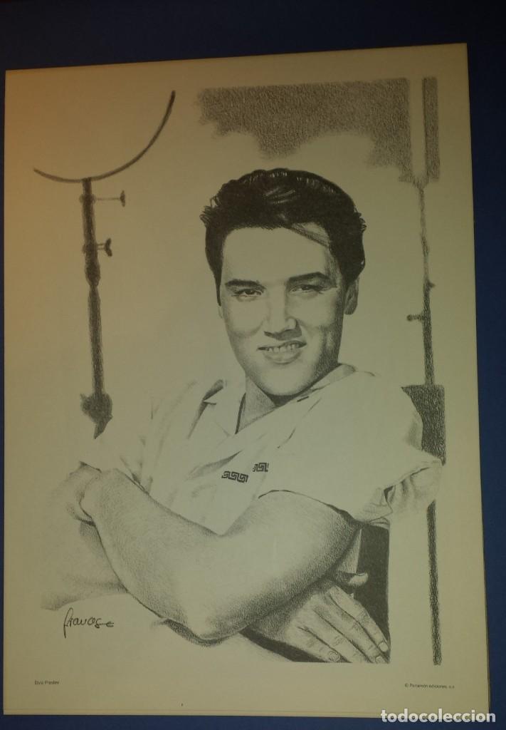 Coleccionismo: LAMINA DE VOCES FAMOSAS DIBUJO DE ELVIS PRESLEY DE PARRAMON EDICIONES S.A.