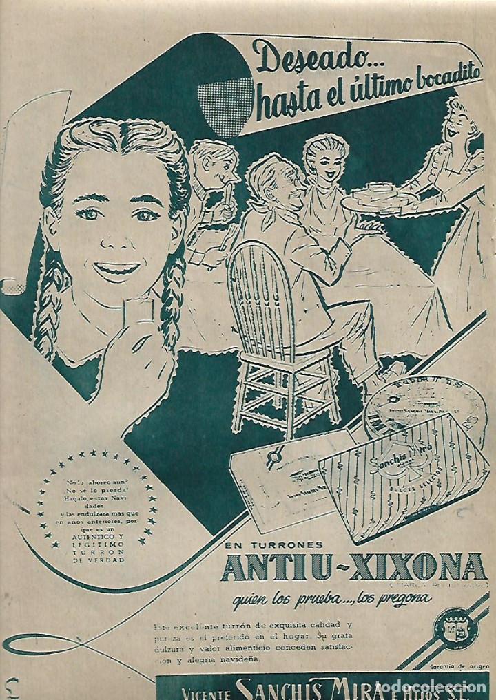 Coleccionismo: A&Ntilde;O 1957 RECORTE PRENSA PUBLICIDAD TURRON ANTIU XIXONA VICENTE SANCHIS MIRA