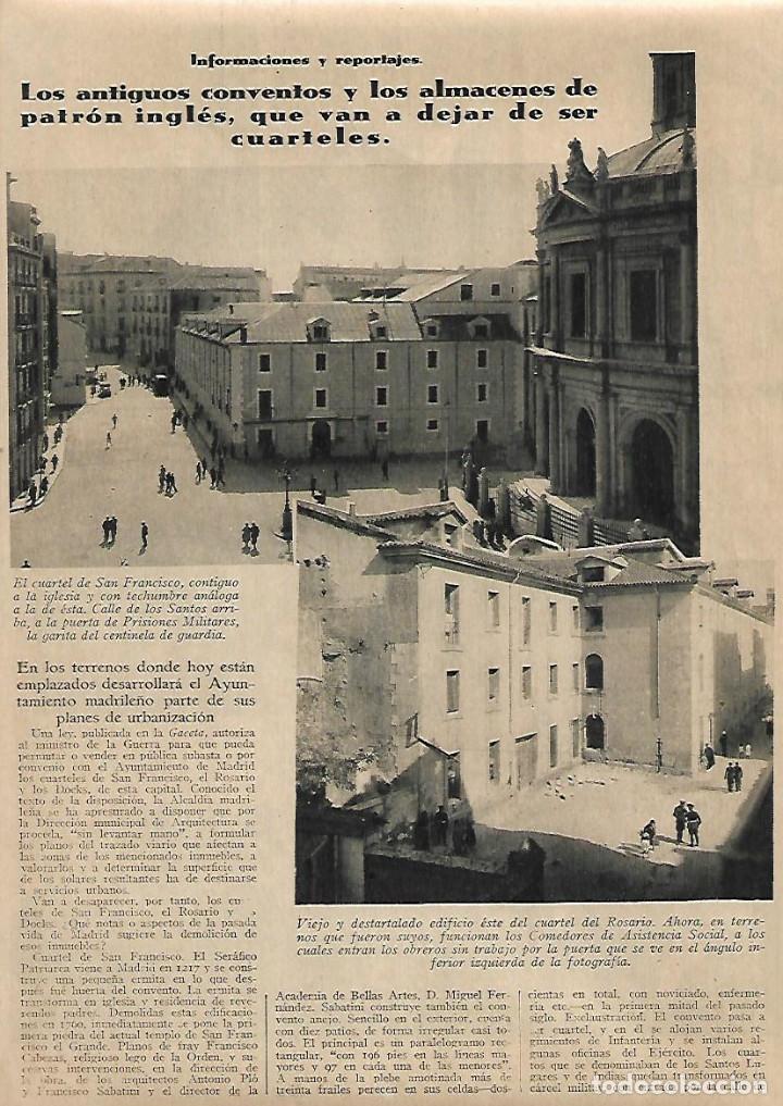 Collezionismo: A&Ntilde;O 1931 RECORTE PRENSA CUARTEL DEL ROSARIO DE LOS DOKS ANTIGUOS CONVENTOS DEJARAN DE SER CUARTELES