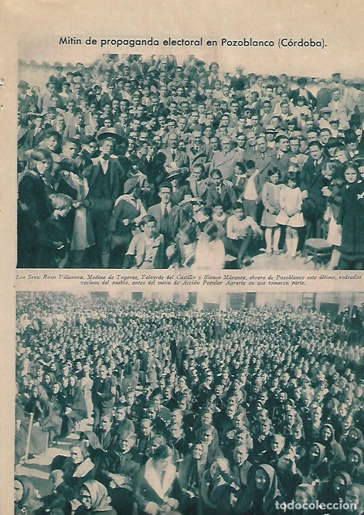 Sammelleidenschaft Papier: A&Ntilde;O 1933 RECORTE PRENSA POLITICA MITIN DE PROPAGANDA ELECTORAL EN POZOBLANCO CORDOBA BLANCO MARQUEZ
