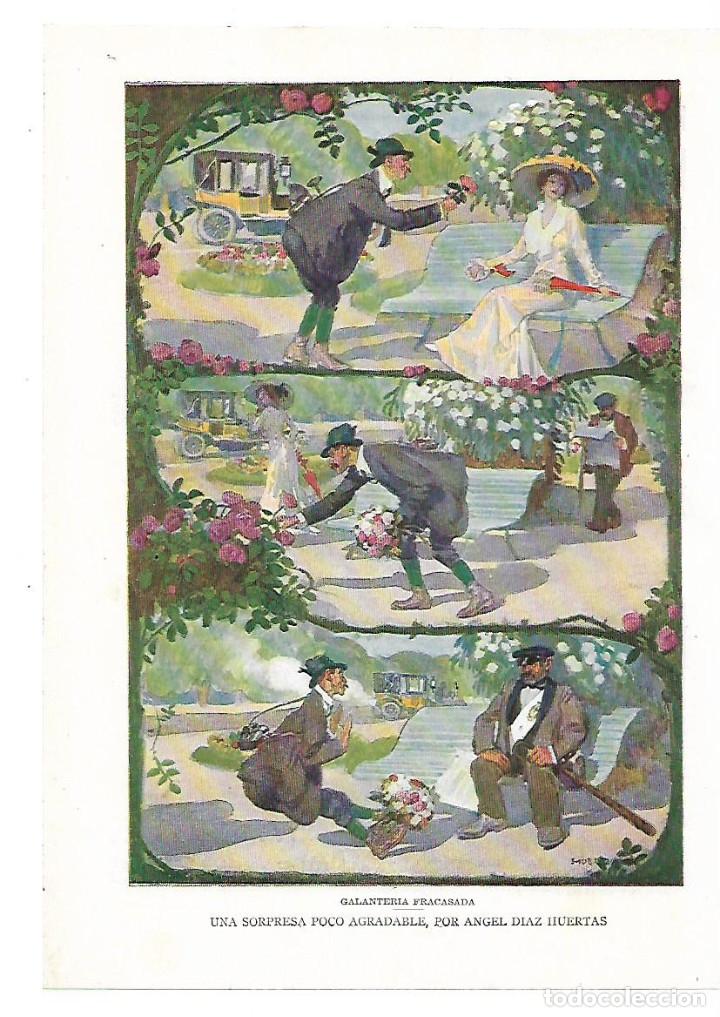 Coleccionismo: A&Ntilde;O 1913 RECORTE PRENSA HUMOR DIBUJO COMICO VI&Ntilde;ETAS ANGEL DIAZ HUERTAS GALANTERIA FRACASADA