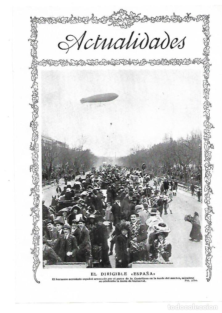 Collezionismo: A&Ntilde;O 1913 RECORTE PRENSA EL DIRIGIBLE ESPA&Ntilde;A AEROSTATO ESPA&Ntilde;OL PASEO DE LA CASTELLANA MADRID CARNAVAL