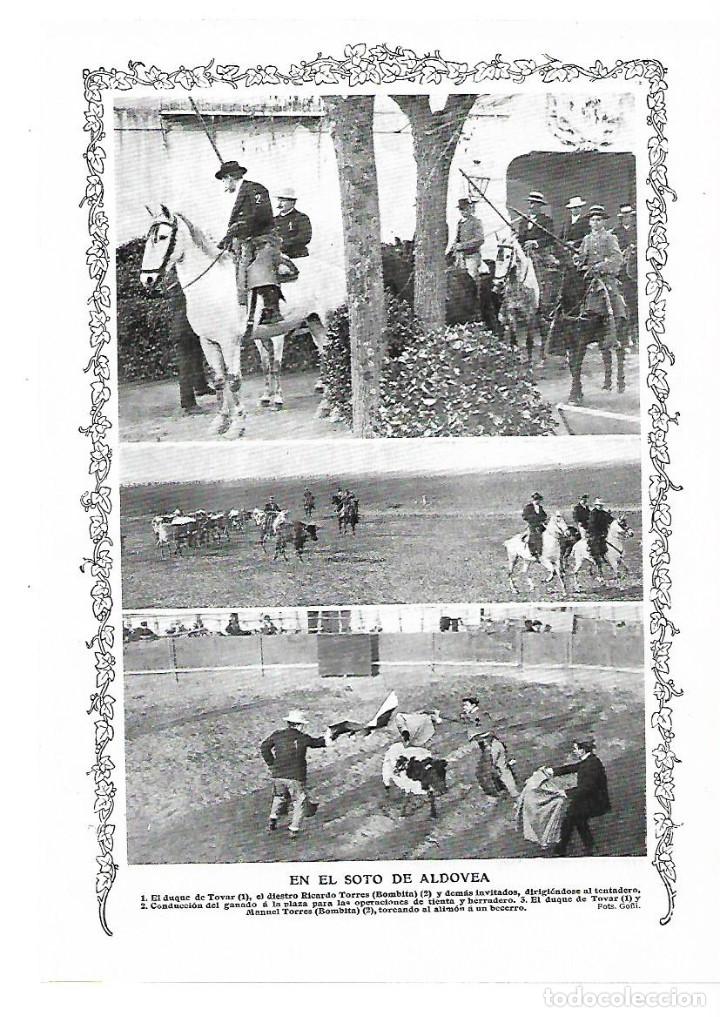 Collecting paper: A&Ntilde;O 1913 RECORTE PRENSA SOTO DE ALDOVEA DUQUE DE TOVAR RICARDO TORRES BOMBITA TOREO TIENTA HERRADURA