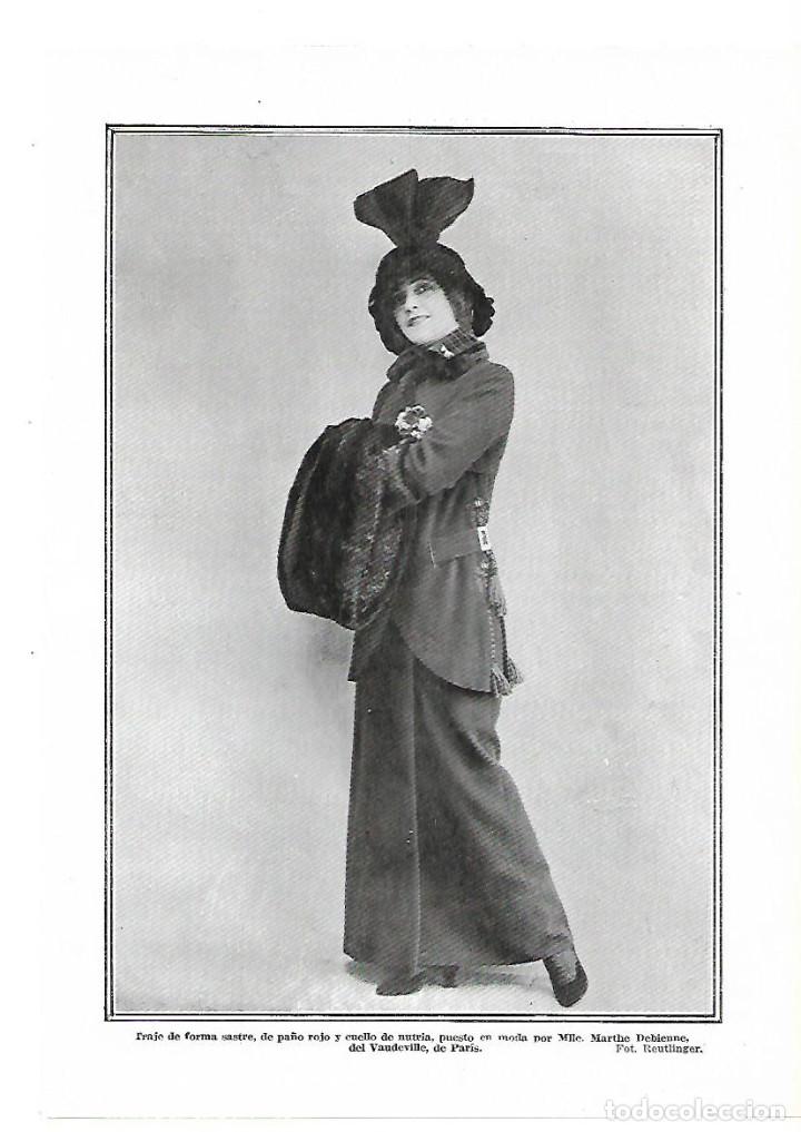 Collezionismo: A&Ntilde;O 1913 RECORTE PRENSA MODA TRAJE SASTRE CUELLO NUTRIA MARTHE DEBIENNE DEL VAUDEVILLE
