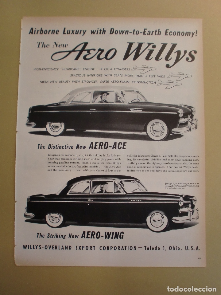 Coleccionismo: THE AERO WILLYS ACE WING - LINEAS AEREAS FLY TWA - 25 AGOSTO 1952