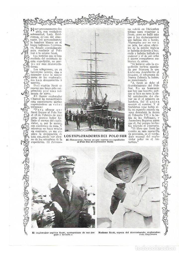 Coleccionismo: A&Ntilde;O 1913 RECORTE PRENSA EXPLORADORES POLO SUR BARCO TERRANOVA SCOTT
