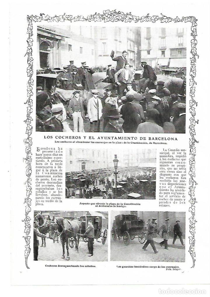 Coleccionismo: A&Ntilde;O 1913 RECORTE PRENSA HUELGA BARCELONA LOS COCHEROS Y EL AYUNTAMIENTO CARRUAJES