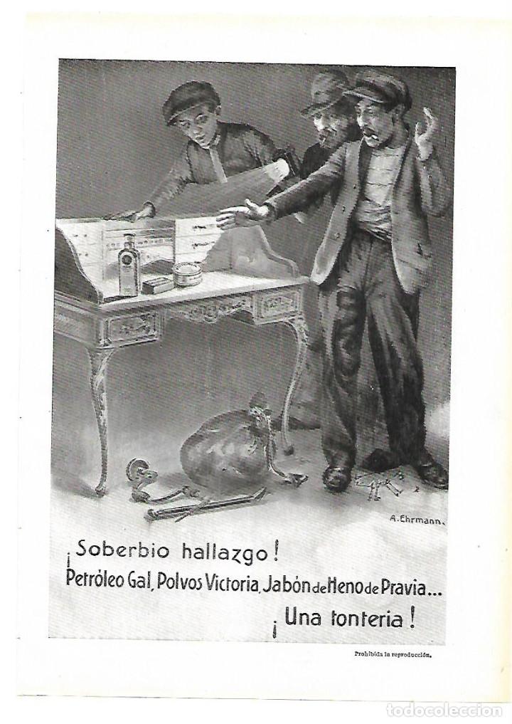 Collezionismo: A&Ntilde;O 1913 RECORTE PRENSA PUBLICIDAD JABON HENO DE PRAVIA PETROLEO GAL POLVOS VICTORIA