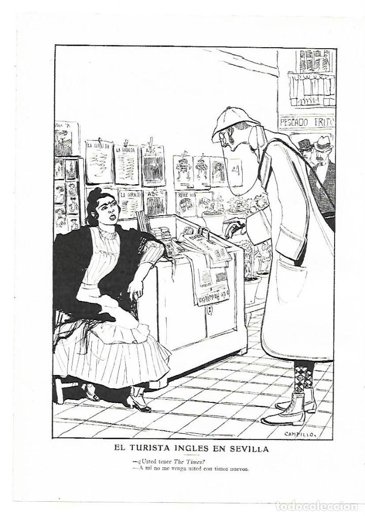 Sammelleidenschaft Papier: A&Ntilde;O 1913 RECORTE PRENSA HUMOR DIBUJO COMICO CHISTE POR CAMPILLO TURISTA INGLES EN SEVILLA