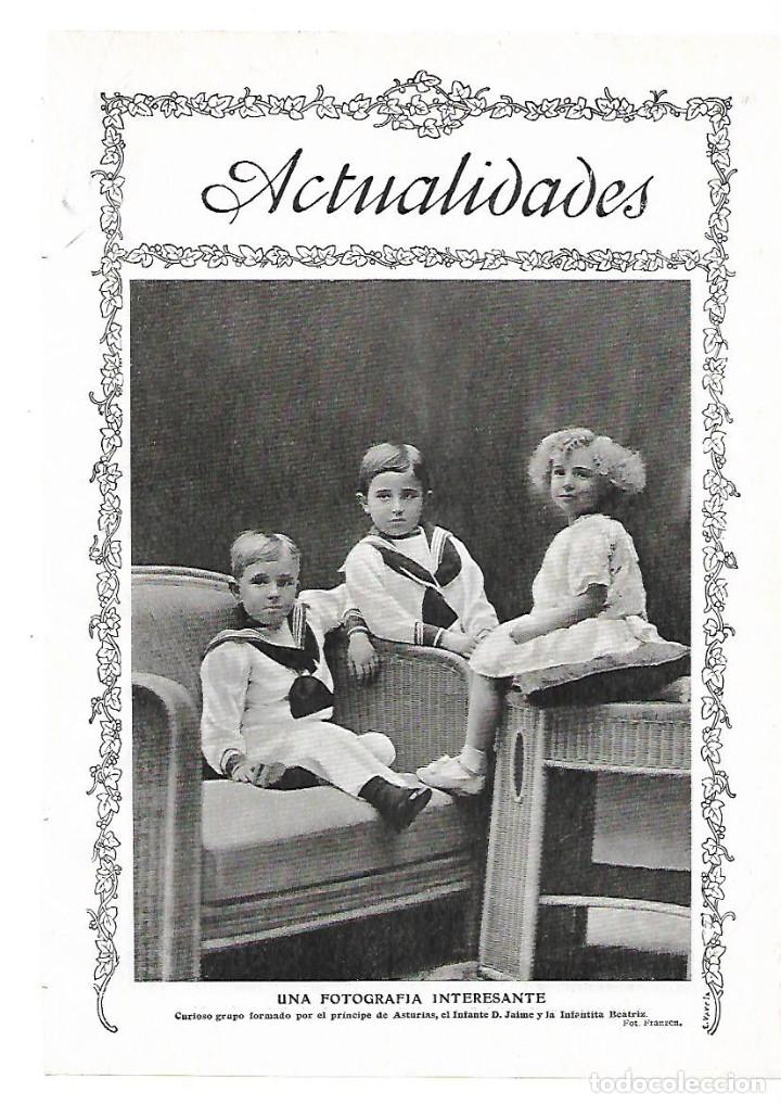 Collectionnisme: A&Ntilde;O 1913 RECORTE PRENSA FOTOGRAFIA PRINCIPE DE ASTURIAS INFANTE DON JAIME INFANTITA BEATRIZ