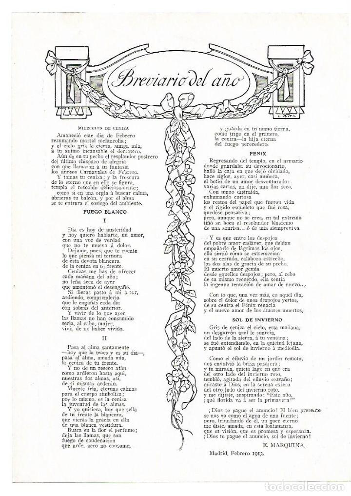 Collezionismo: A&Ntilde;O 1913 RECORTE PRENSA POESIA BREVIARIO DEL A&Ntilde;O POR MARQUINA
