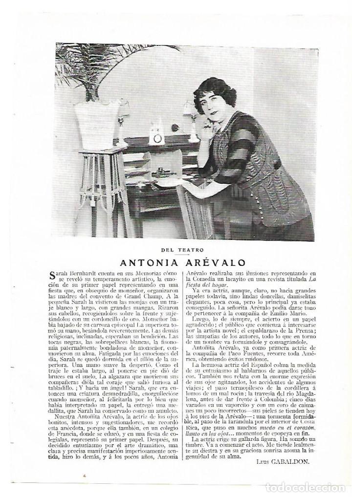 Collectionnisme: A&Ntilde;O 1913 RECORTE PRENSA ANTONIA AREVALO ACTRIZ ARTISTA TEATRO