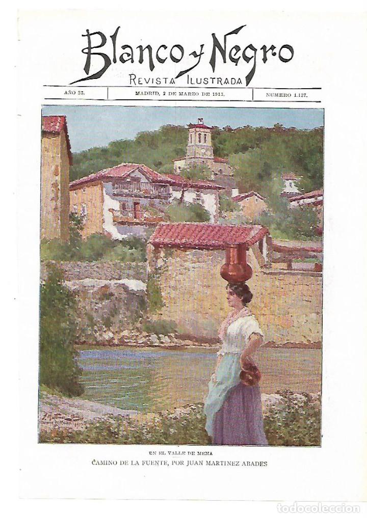 Coleccionismo: A&Ntilde;O 1913 RECORTE PRENSA DIBUJO PINTURA VALLE DE MENA CAMINO DE LA FUENTE JUAN MARTINEZ ABADES