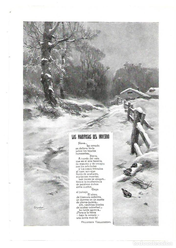 Colecionismo: A&Ntilde;O 1913 RECORTE PRENSA POESIA LAS MARIPOSAS DEL INVIERNO FRANCISCO VILLAESPESA DIBUJO REGIDOR