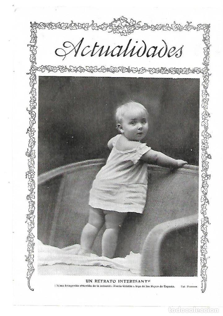 Colecionismo: A&Ntilde;O 1913 RECORTE PRENSA FOTOGRAFIA INFANTITA MARIA CRISTINA HIJA DE LOS REYES DE ESPA&Ntilde;A