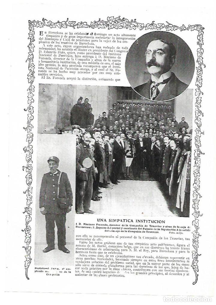 Collectionnisme: A&Ntilde;O 1913 RECORTE PRENSA INAUGURACION MONTEPIO Y CAJA PENSIONES VEJEZ EMPLEADOS TRANVIAS DE BARCELONA