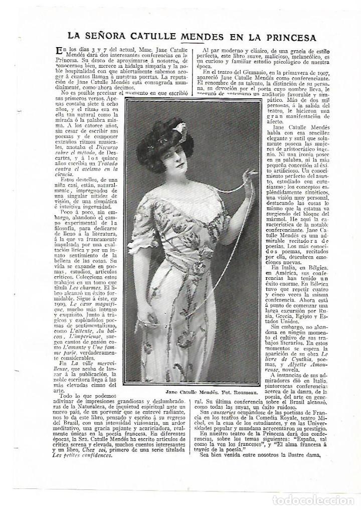 Collectionnisme: A&Ntilde;O 1913 RECORTE PRENSA JANE CATULLE MENDES EN EL TATRO DE LA PRINCESA