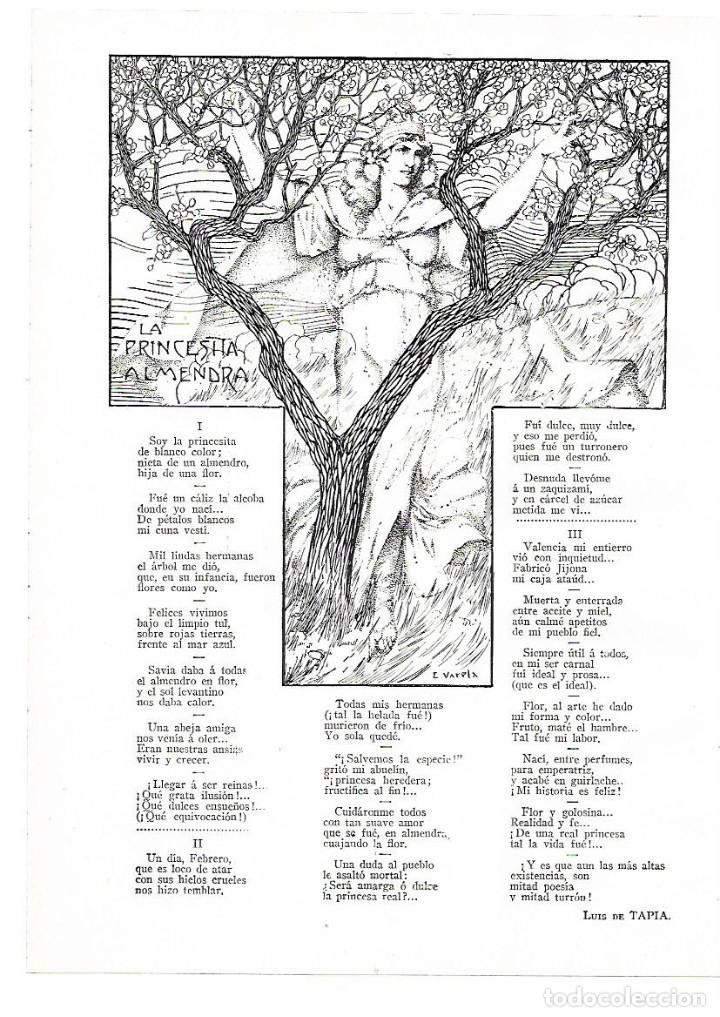 Coleccionismo: A&Ntilde;O 1913 RECORTE PRENSA POESIA LA PRINCESITA ALMENDRA POR LUIS DE TAPIA DIBUJO VARELA ILUSTRACION