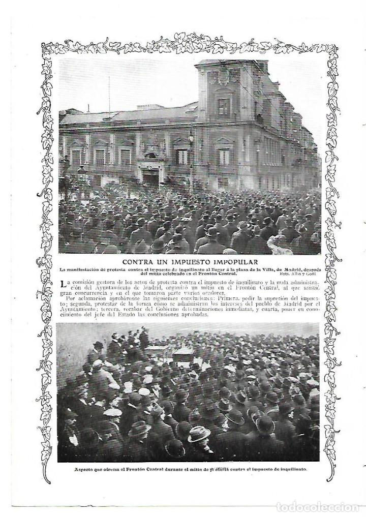 Colecionismo: A&Ntilde;O 1913 RECORTE PRENSA MADRID FRONTON CENTRAL MITIN PROTESTA IMPUESTO ALQUILER AQUILINATO