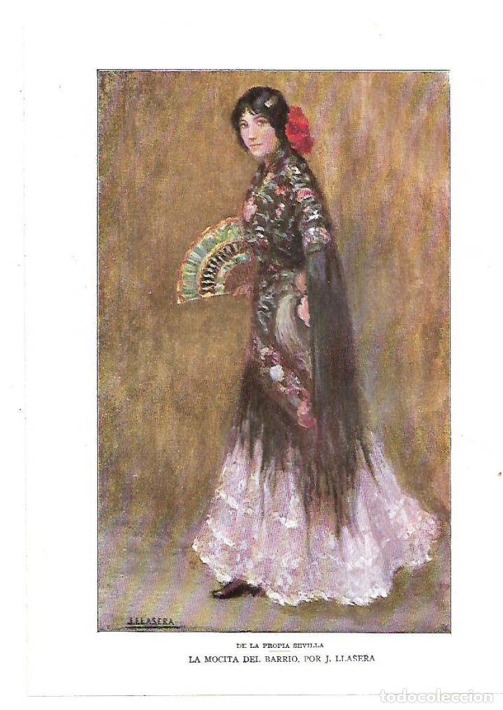 Collectionnisme: A&Ntilde;O 1913 RECORTE PRENSA PINTURA LAMINA REPRODUCCION JOSE LLASERA LA MOCITA DEL BARRIO SEVILLA