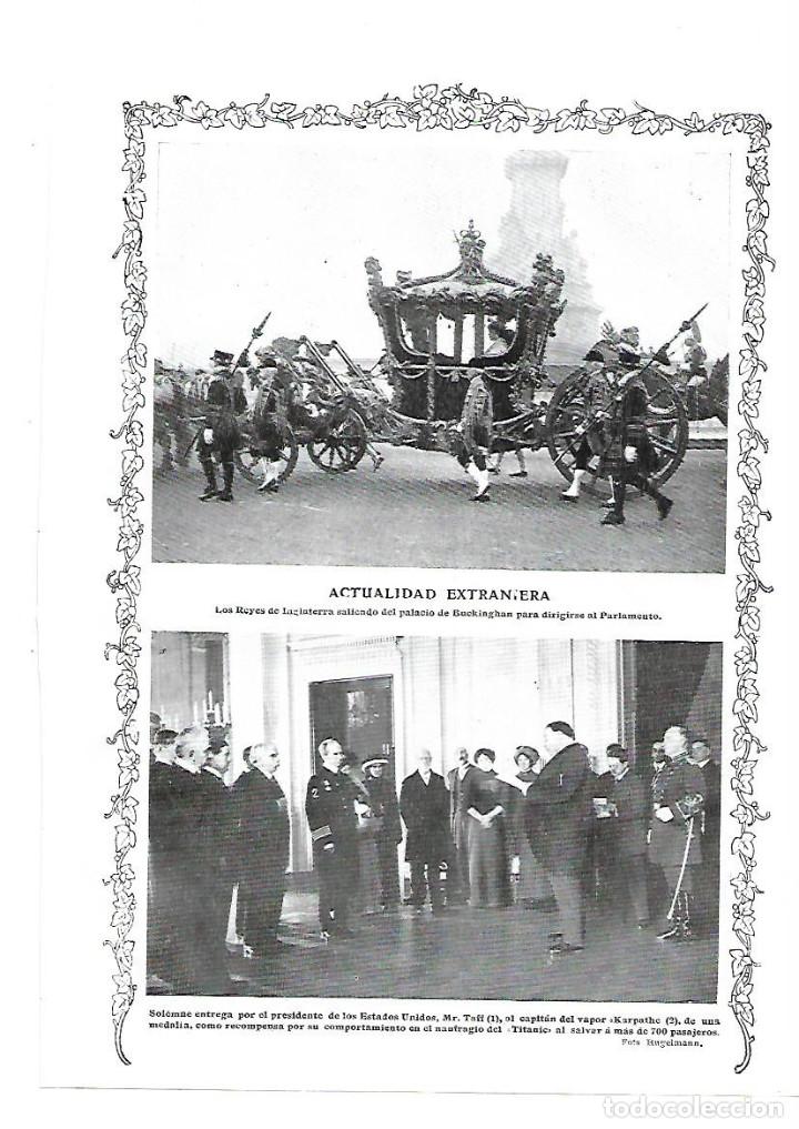 Colecionismo: A&Ntilde;O 1913 RECORTE PRENSA CARRUAJES CARROZA DE LOS REYES DE INGLATERRA DE BUCKINGHAN AL PARLAMENTO