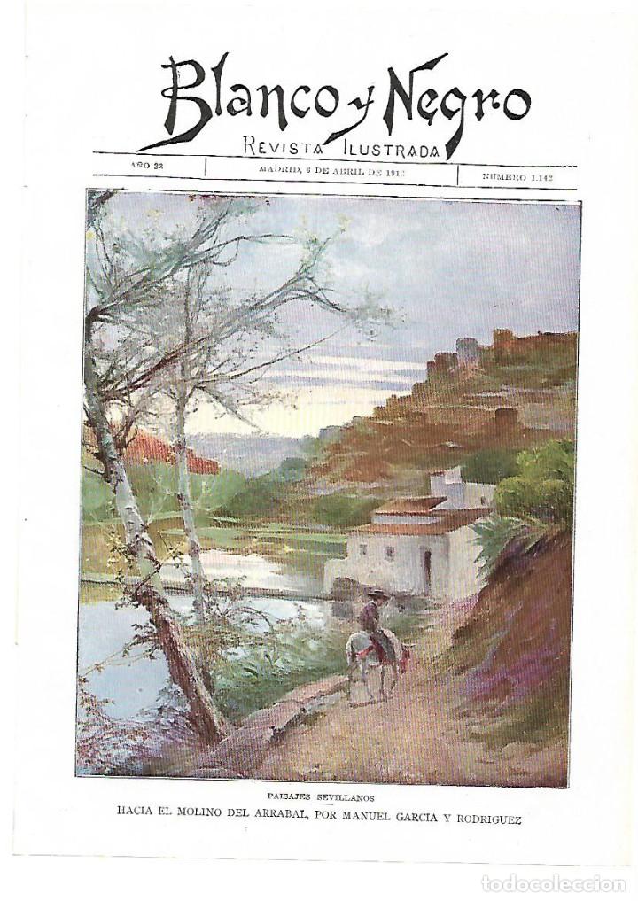 Coleccionismo: A&Ntilde;O 1913 RECORTE PRENSA PINTURA REPRODUCCION MANUEL GARCIA Y RODRIGUEZ HACIA EL MOLINO DEL ARRABAL