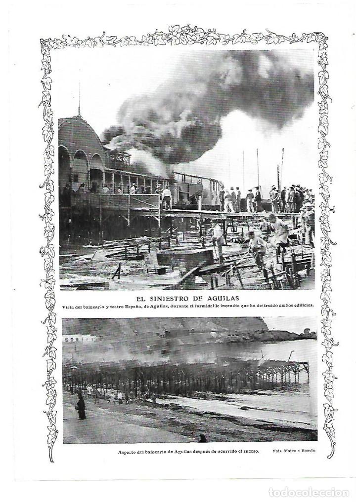 Coleccionismo: A&Ntilde;O 1913 RECORTE PRENSA CATATROFE EN AGUILAS INCENDIO EN EL BALNEARIO Y TEATRO ESPA&Ntilde;A