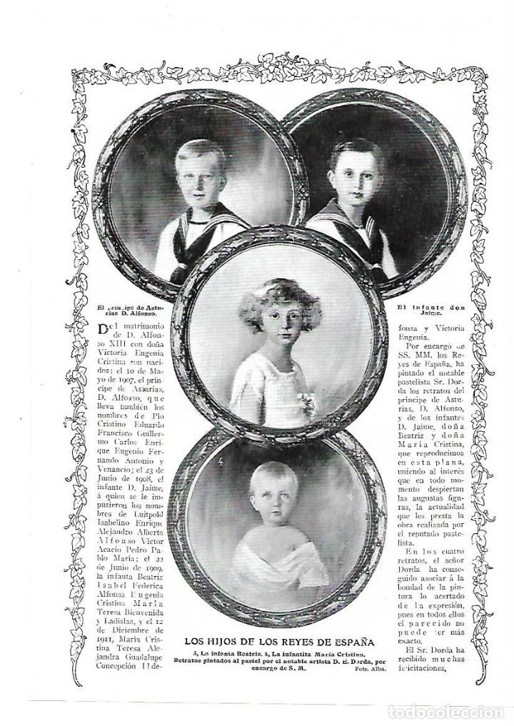 Coleccionismo: A&Ntilde;O 1913 RECORTE PRENSA FOTOGRAFIA HIJOS REYES DE ESPA&Ntilde;A ALFONSO JAIME BEATRIZ MARIA CRISTINA