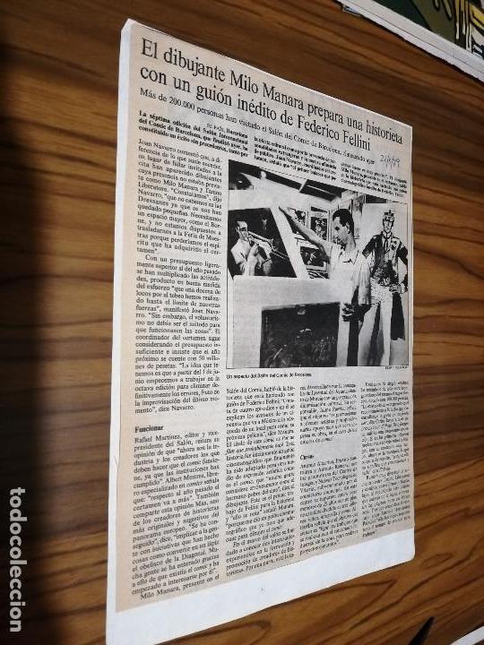 Coleccionismo: ART&Iacute;CULO MILO MANARA DE EL PA&Iacute;S. NO SABEMOS QUE D&Iacute;A. BUEN ESTADO. RARO