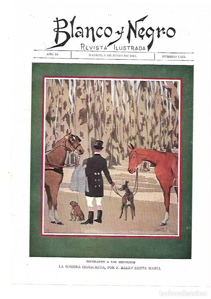 Colecionismo: A&Ntilde;O 1913 RECORTE PRENSA DIBUJO A COLOR PINTURA SAENZ SANTA MARIA LA SOMBRA INDISCRETA
