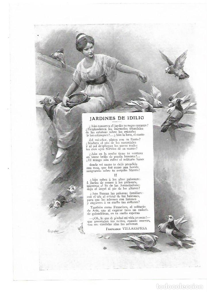 Colecionismo: A&Ntilde;O 1913 RECORTE PRENSA POESIA JARDINES DE IDILIO FRANCISCO VILLAESPESA DIBUJO REGIDOR ILUSTRACION