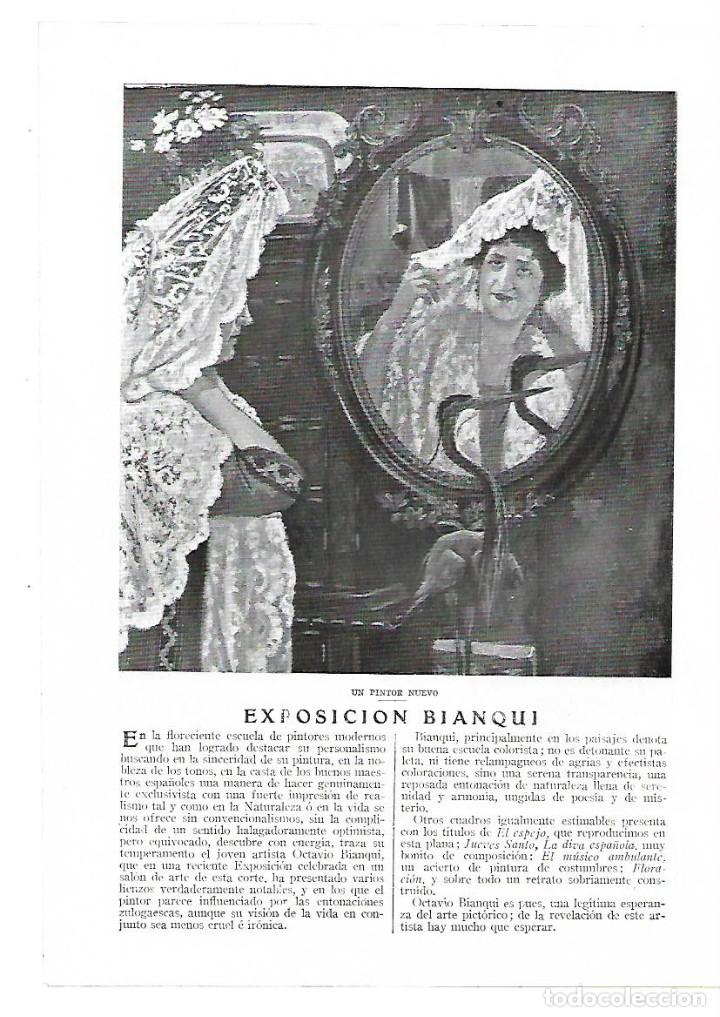 Coleccionismo: A&Ntilde;O 1913 RECORTE PRENSA ARTE PINTURA OCTAVIO BIANQUI NUEVO PINTOR EXPOSICION CUADROS