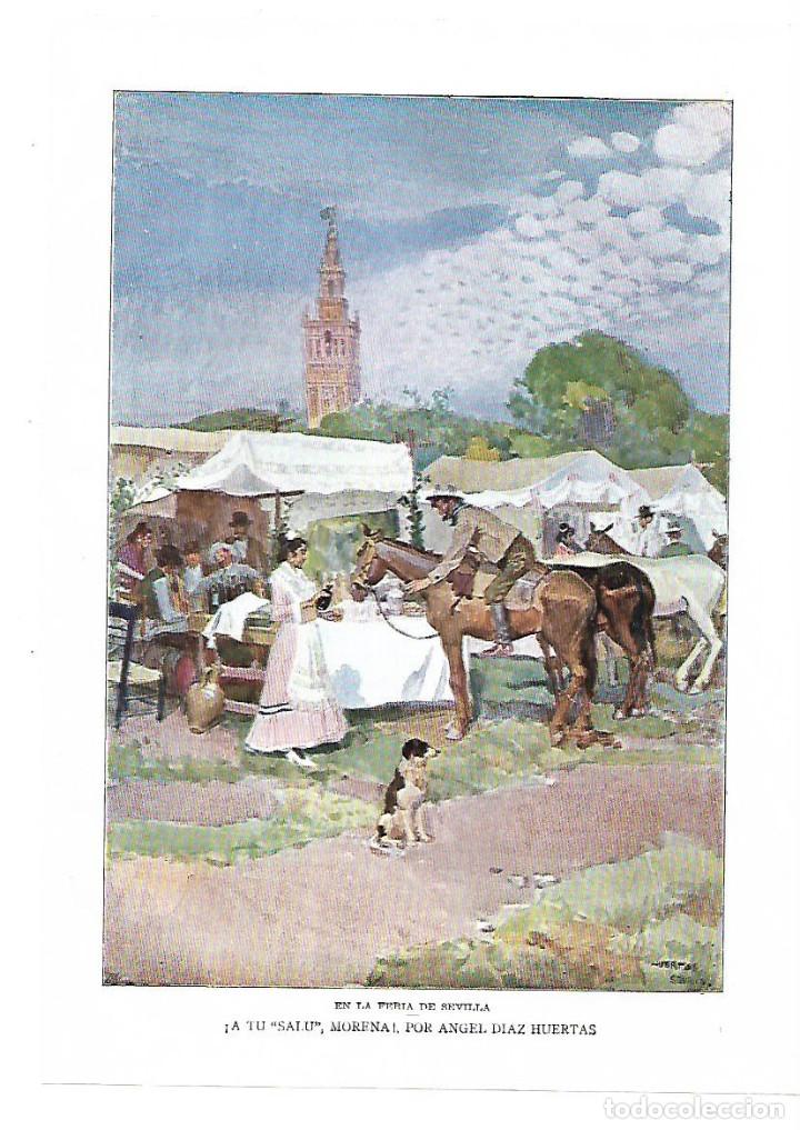 Collectionnisme: A&Ntilde;O 1913 RECORTE PRENSA PINTURA DIBUJO LAMINA REPRODUCCION ANGEL DIAZ HUERTAS FERIA SEVILLA