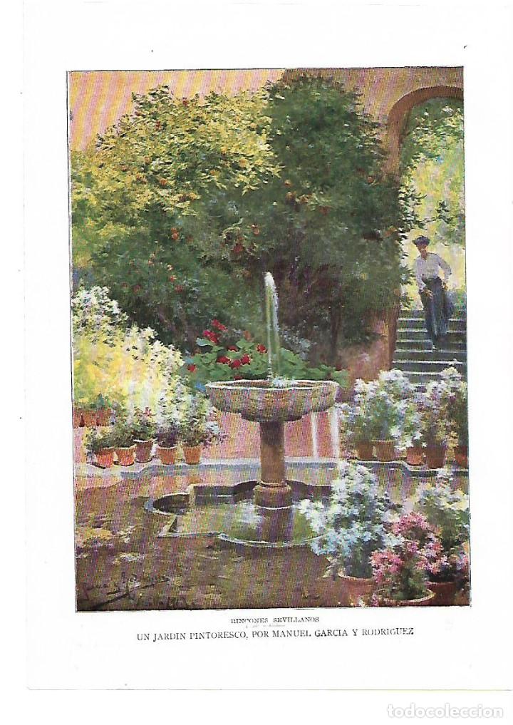 Collezionismo: A&Ntilde;O 1913 RECORTE PRENSA PINTURA DIBUJO LAMINA REPRODUCCION MANUEL GARCIA RODRIGUEZ SEVILLA JARDIN